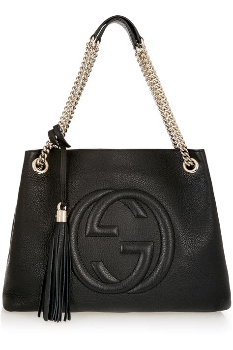 gucci black leather shoulder bag|gucci textured leather shoulder bag.